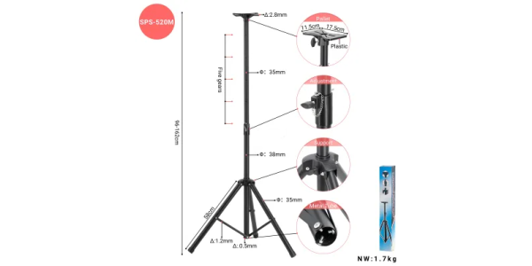 Tripé de suporte até 1,7 kg